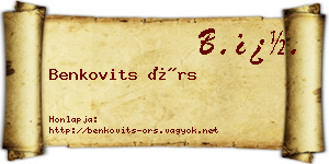 Benkovits Örs névjegykártya