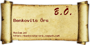Benkovits Örs névjegykártya