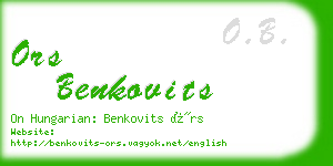 ors benkovits business card